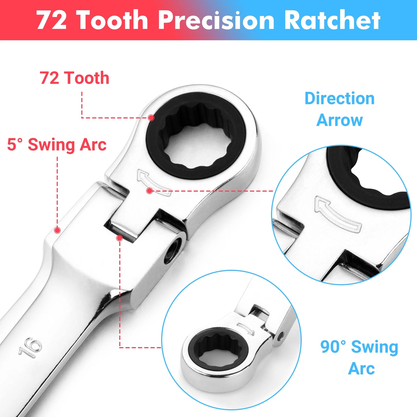 14PCS Metric and Standard Combination Ratchet Wrench Set