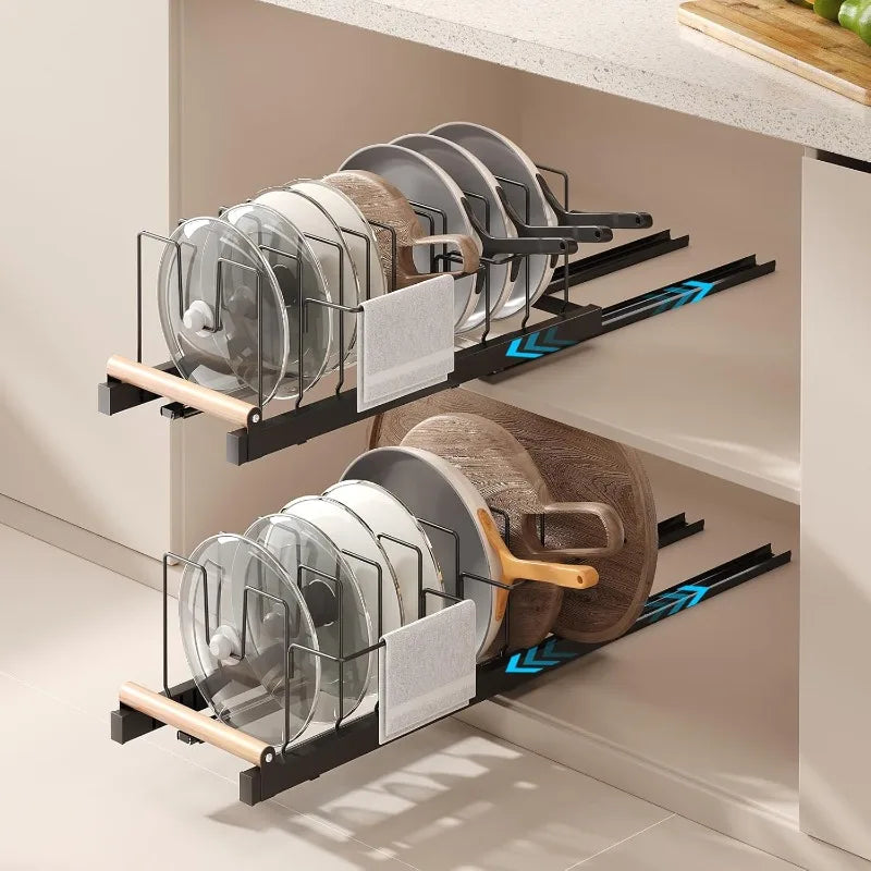 2 Pack Pull Out Pots and Pans Organizer
