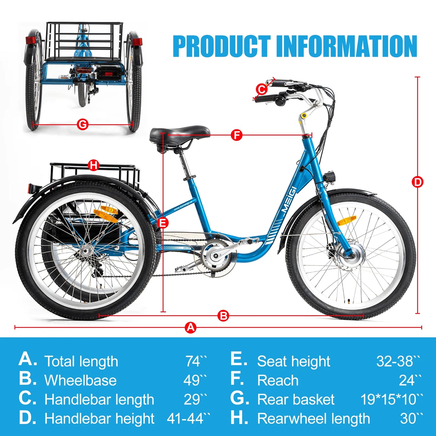 Electric Cargo Tricycle for Adult