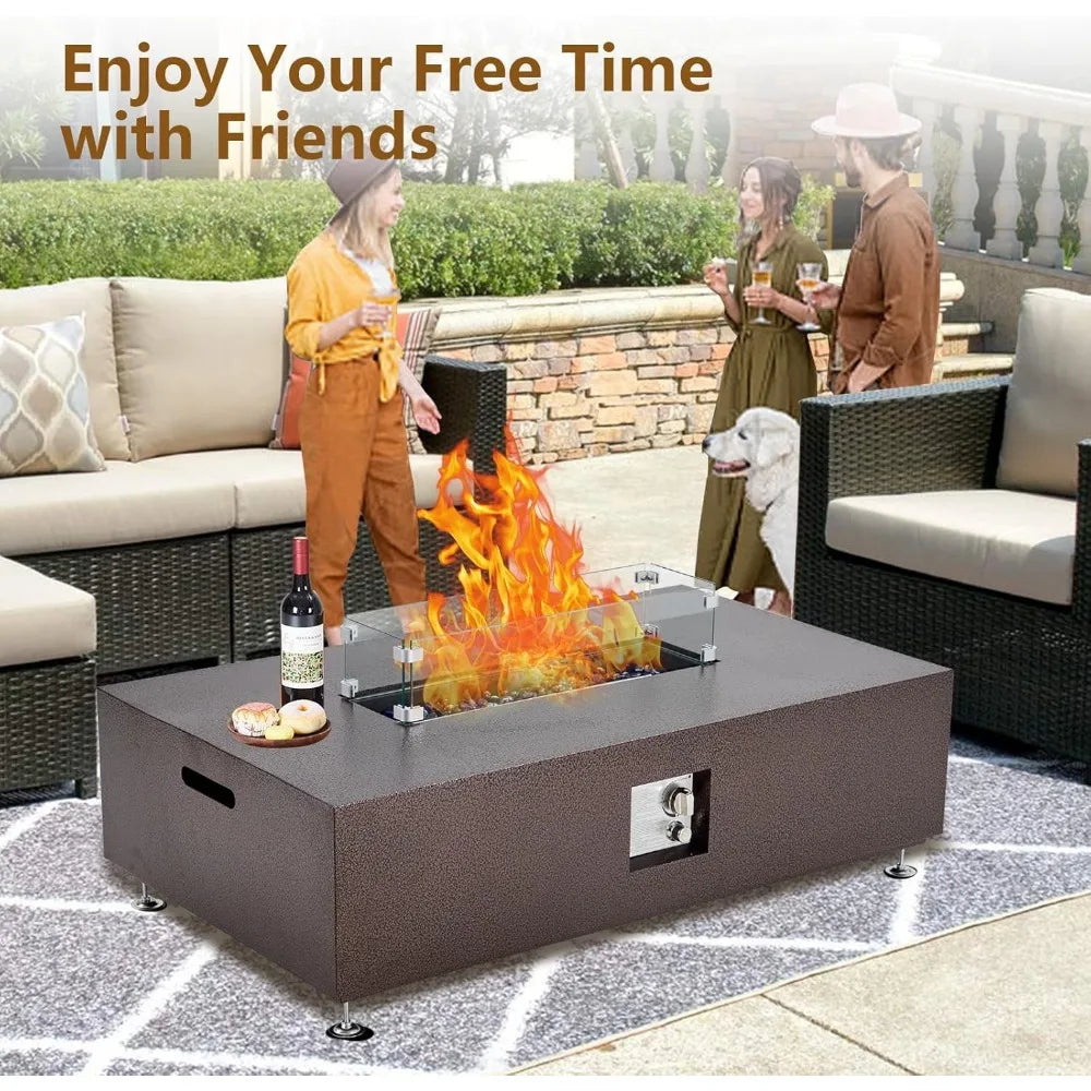 48 - Inch Outdoor Propane Fire Pit Table with Piezo Ignition