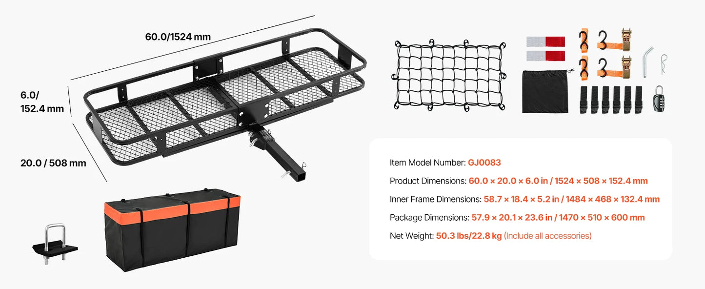 500 lbs Capacity Hitch Cargo Carrier