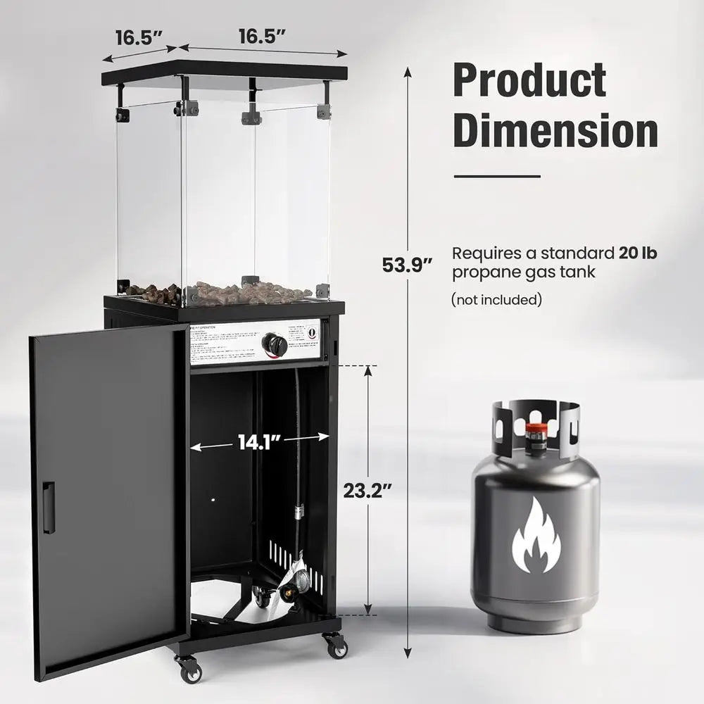 Propane Patio Heater with Lockable Wheels and Cover