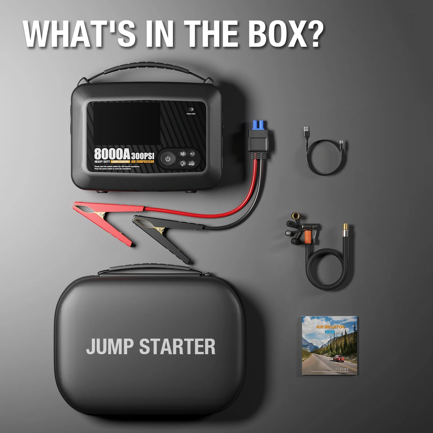 8000A Car Jump Starter With Air Pump