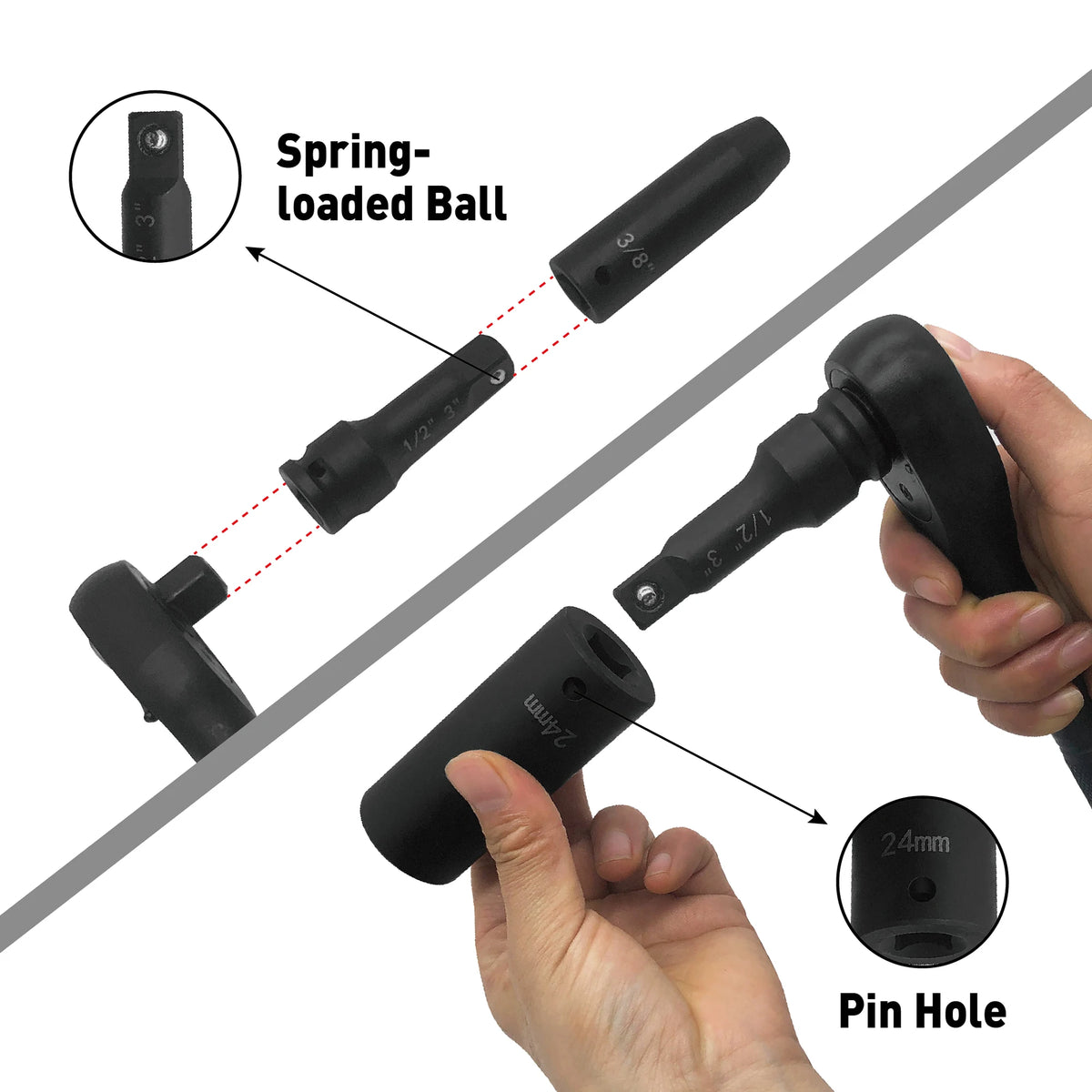 1/2" Drive Impact Socket Set