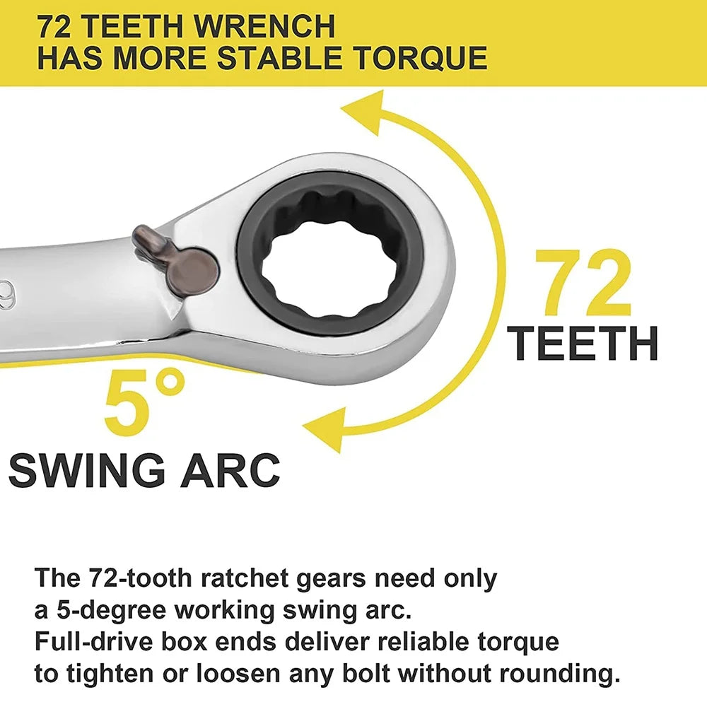 12pcs Combination Ratcheting Wrench Set, Metric
