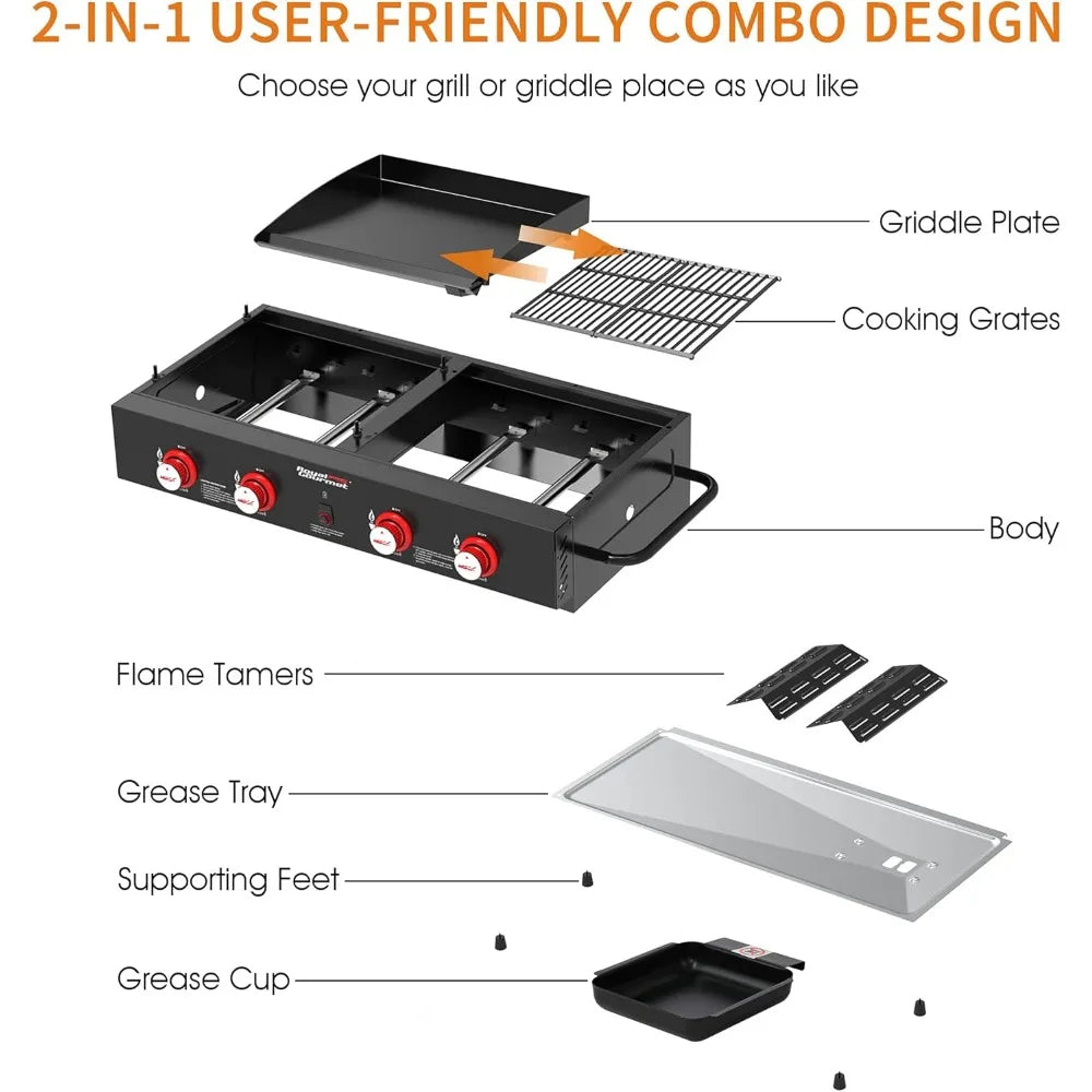 4-Burner Tailgater Grill and Griddle Combo
