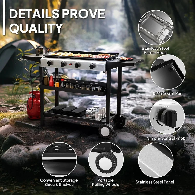 4 Burner Portable Propane Griddle