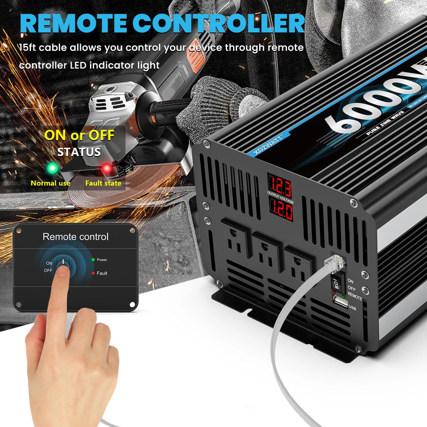 3000W/6000W Automotive Power Inverter DC 12V To AC 110V