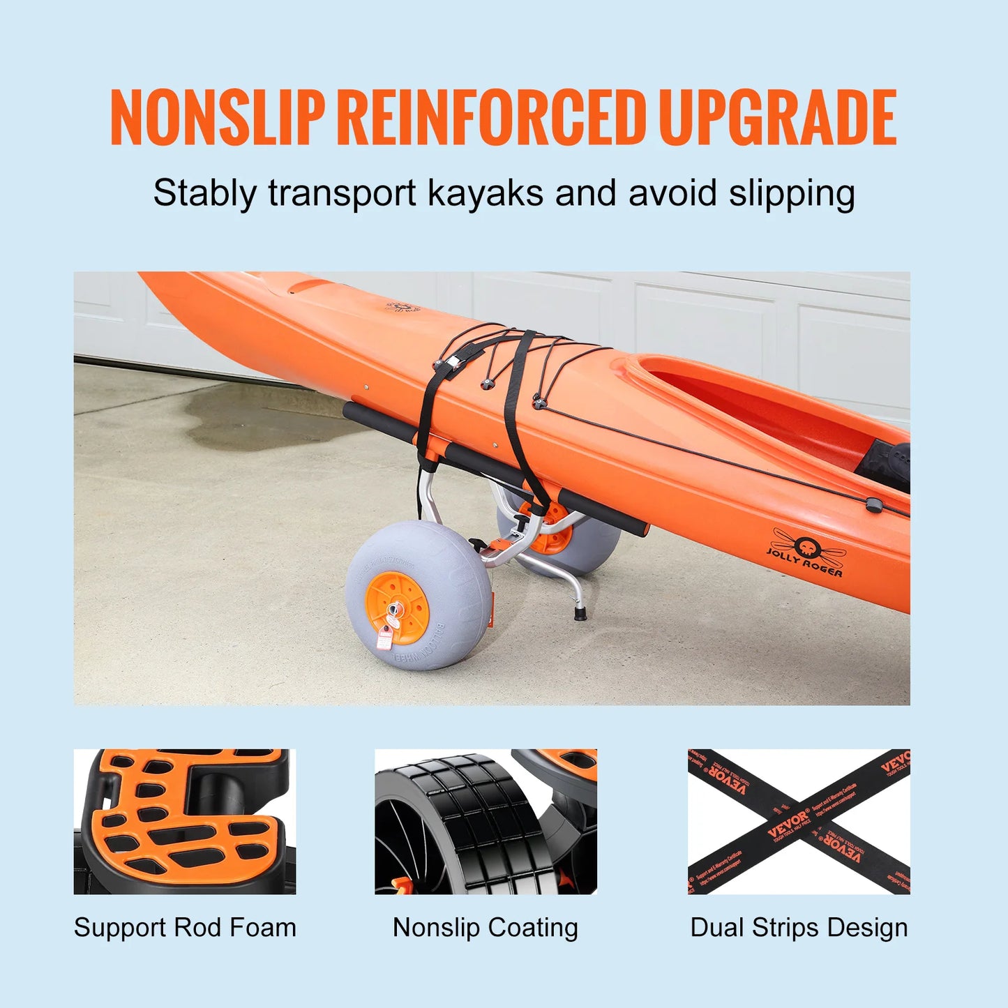 350lbs Kayak / Canoe Trolley Cart with 12'' Tires