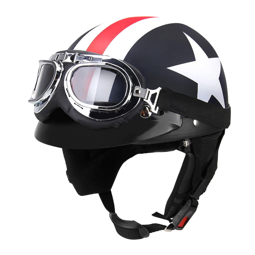 Half Open Face Helmet with Goggles