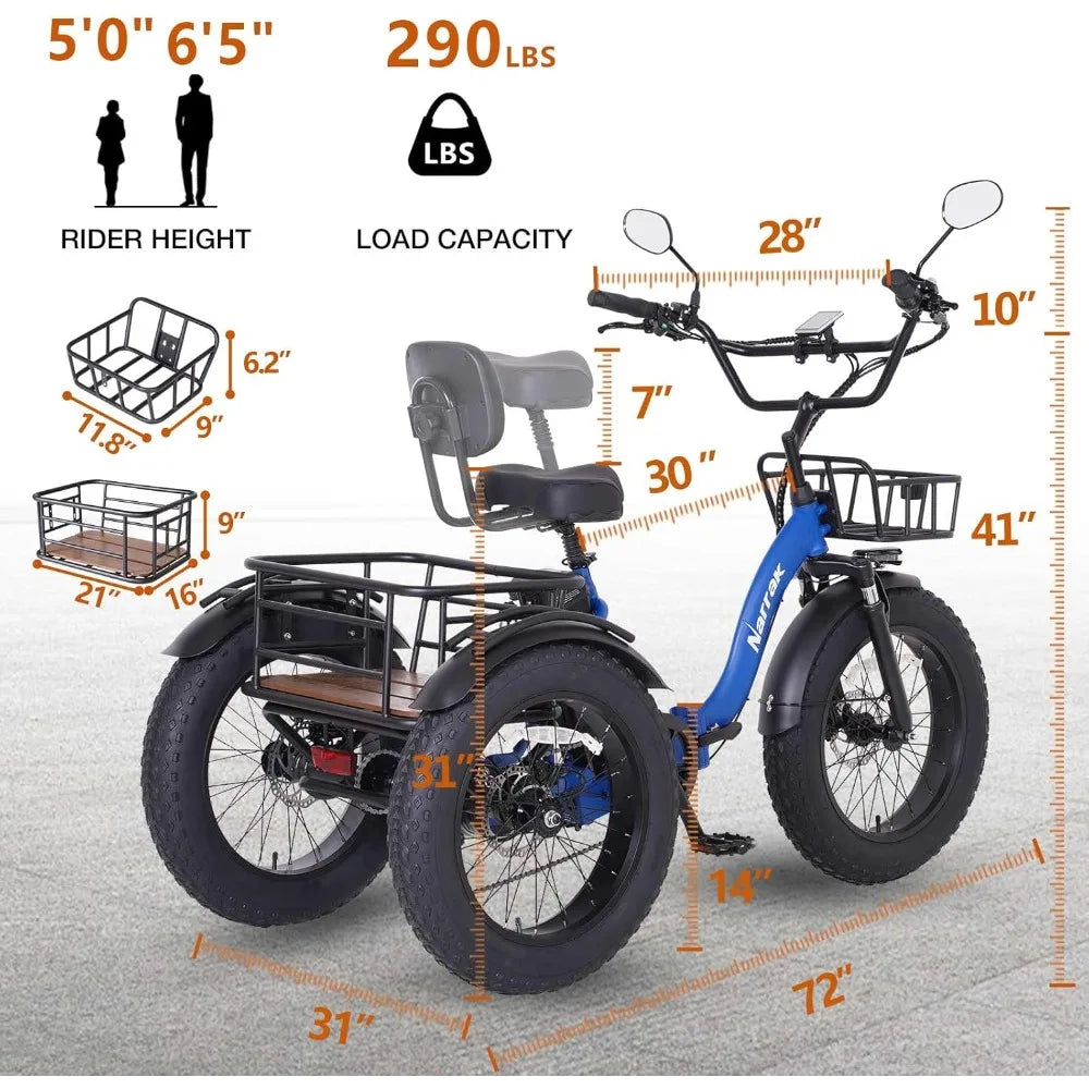 Aluminum Folding Fat Tire 3 Wheel Electric Trike