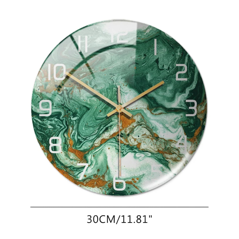 Luxury 3D Acrylic Black Gold Marble Pattern Wall Clock