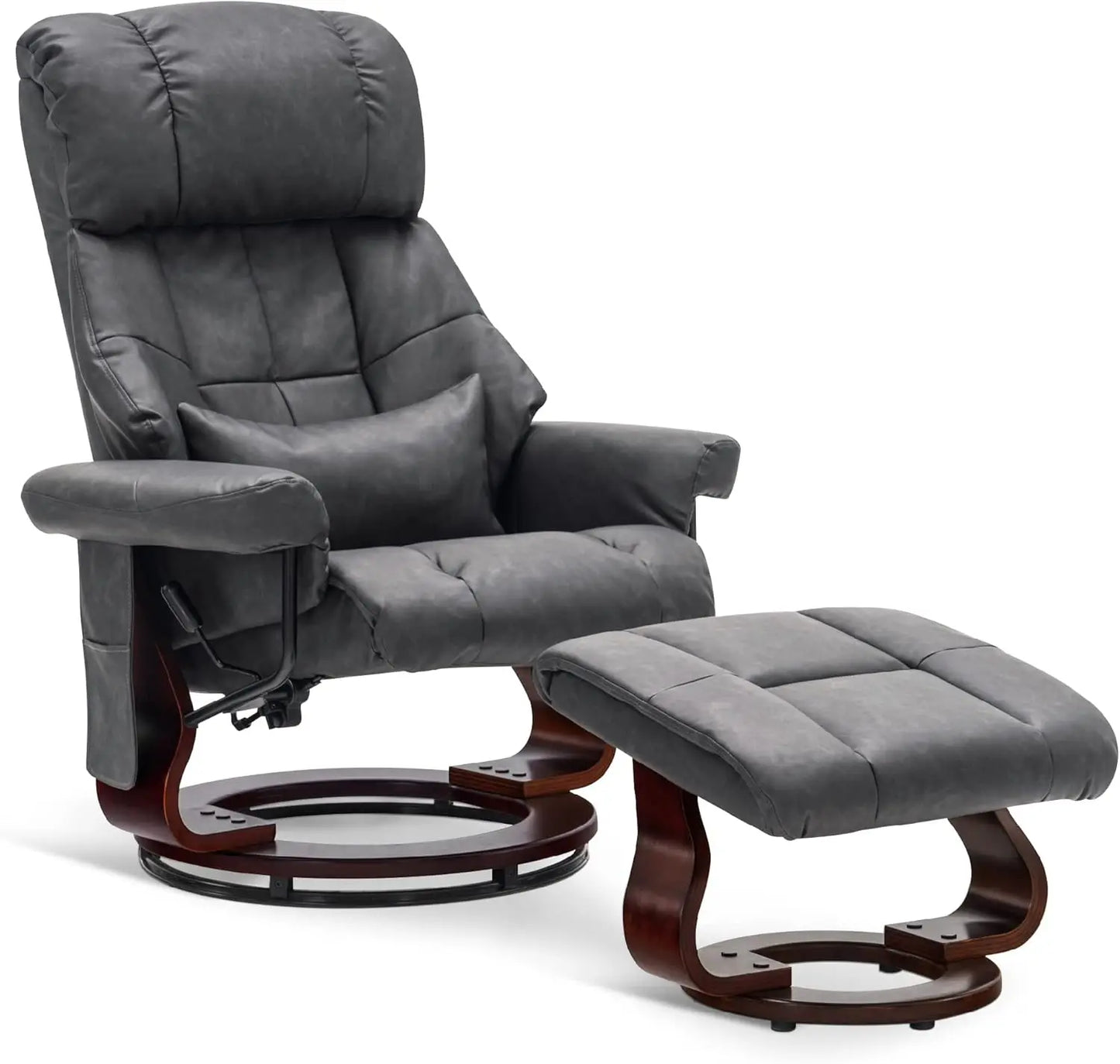 Swivel Recliner Chair with Ottoman and Vibration Massage