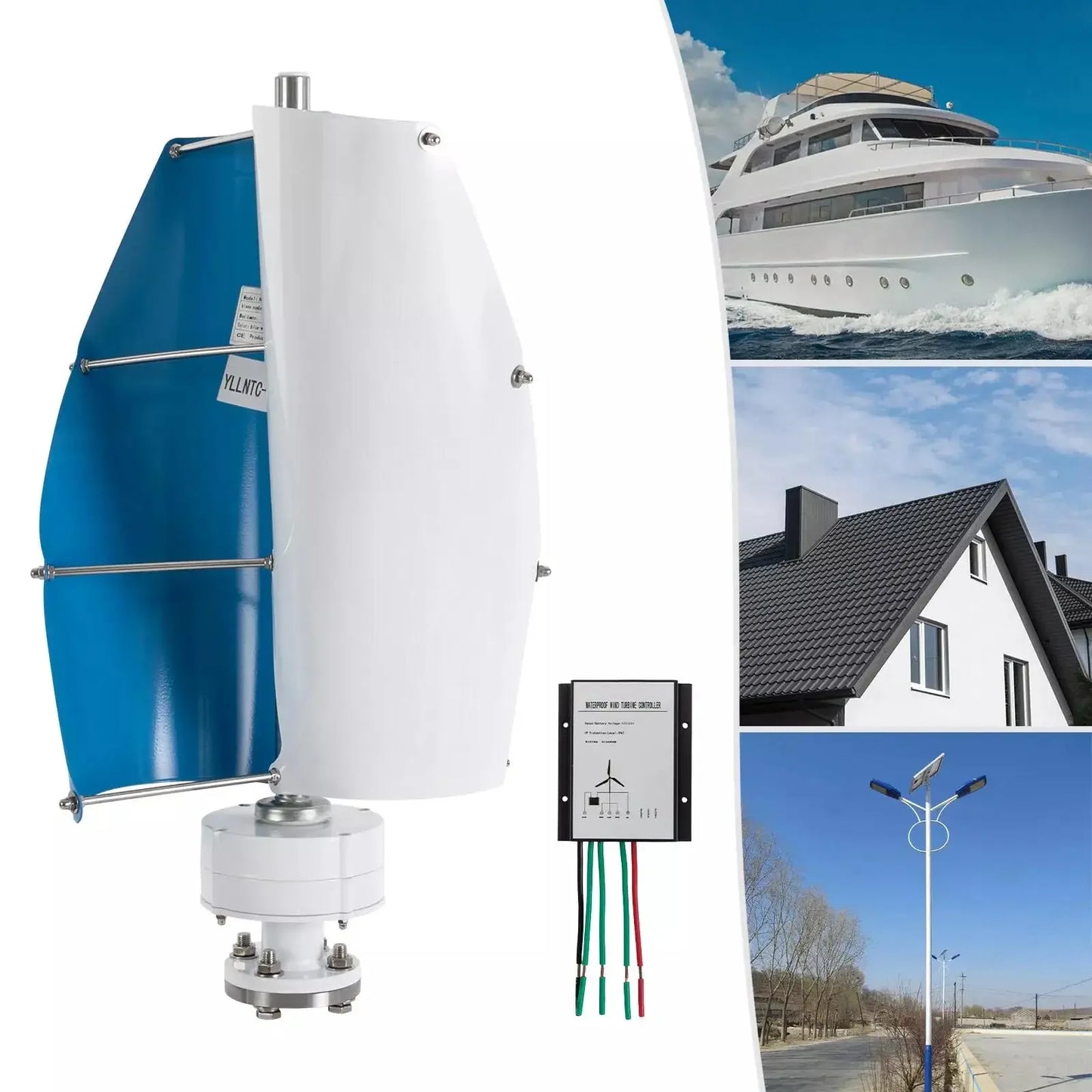 Vertical Axis Wind Turbine Kit w/ Controller 500w