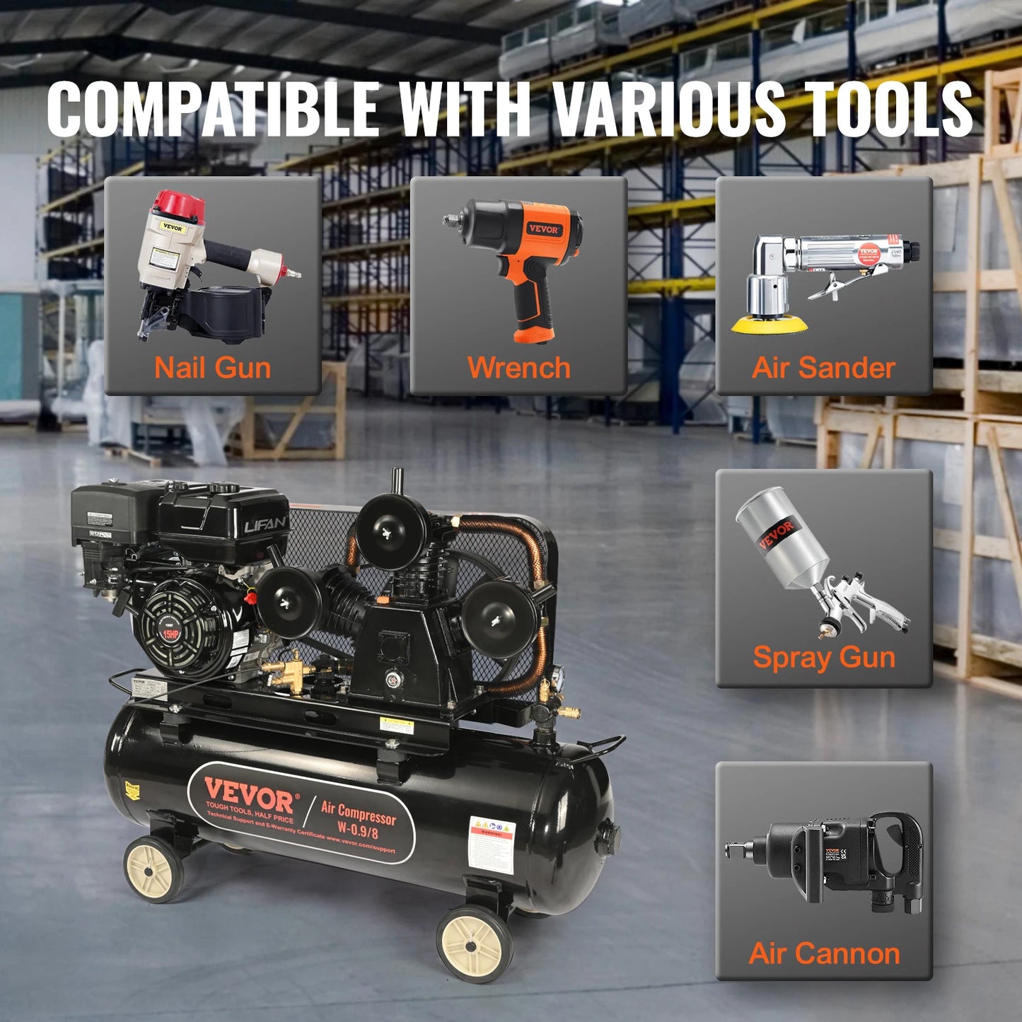 7HP/15HP Gas Power Air Compressor 10/20/30 Gallon