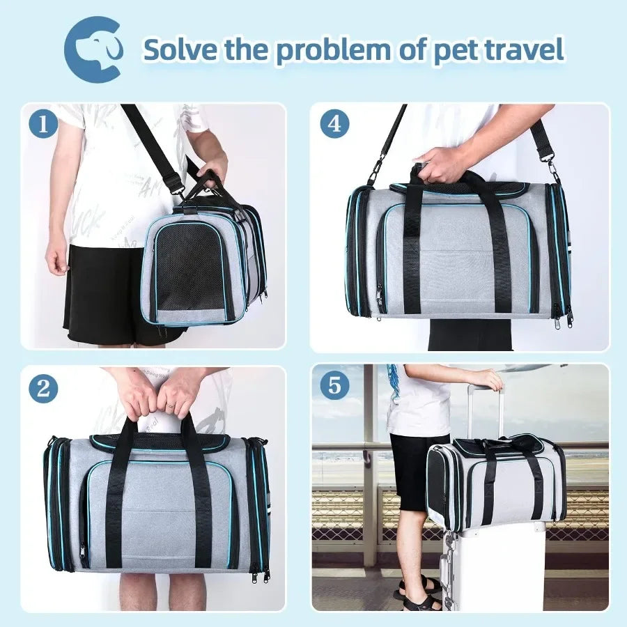 Airline approved expandable pet carrier