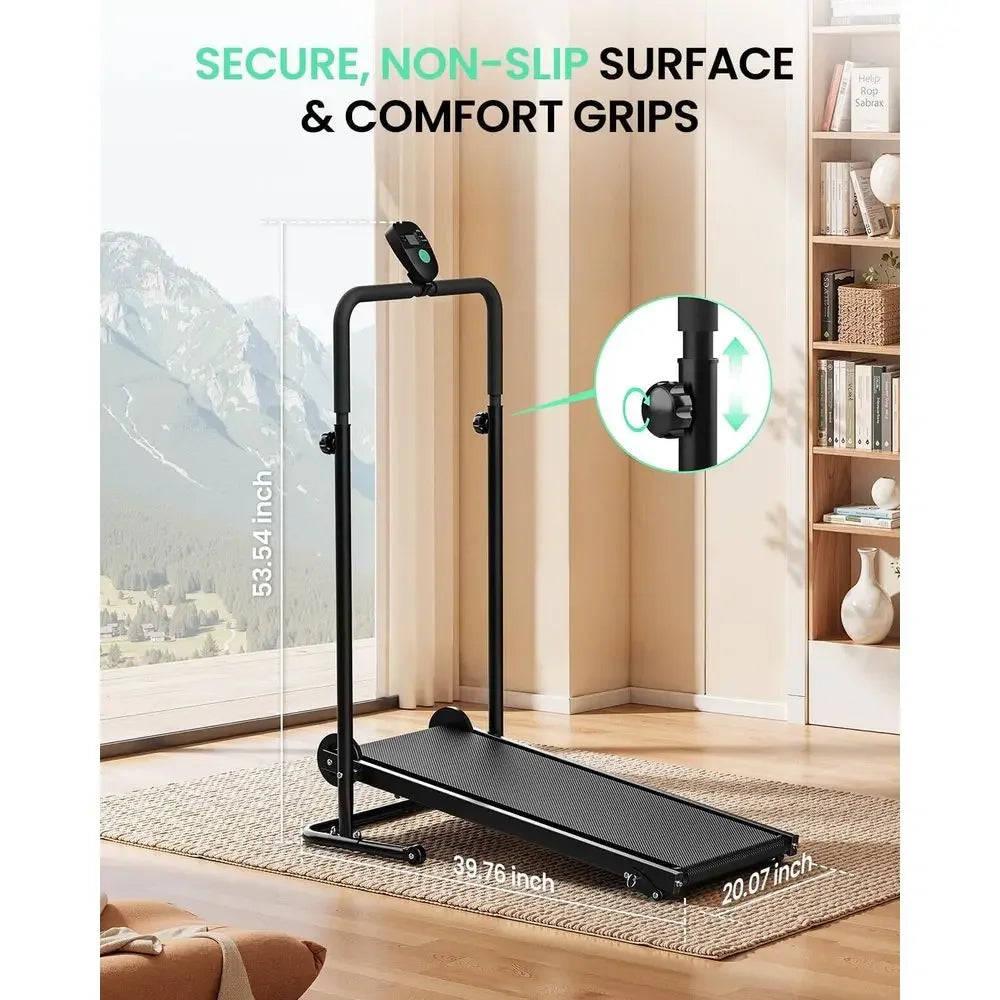 Foldable Manual Treadmill with Adjustable Incline