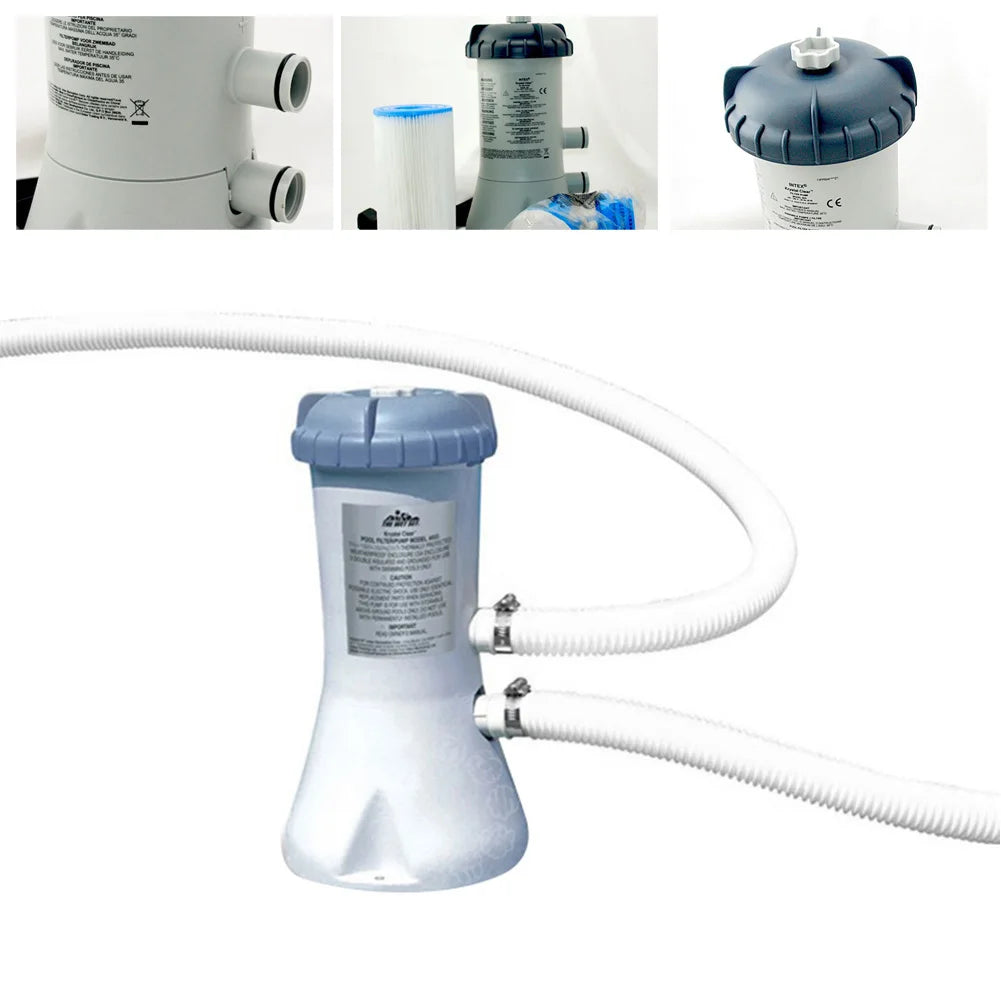 IN&TEX 28604/58604 Swimming Pool 530 GPH Filter Cartridge Pump & 1/4" Diameter Hose