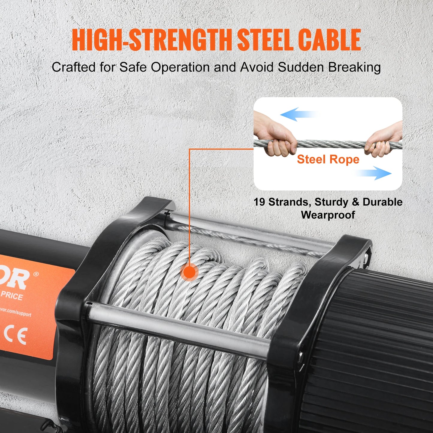 12V 4500 lb Load Capacity Steel Rope Winch
