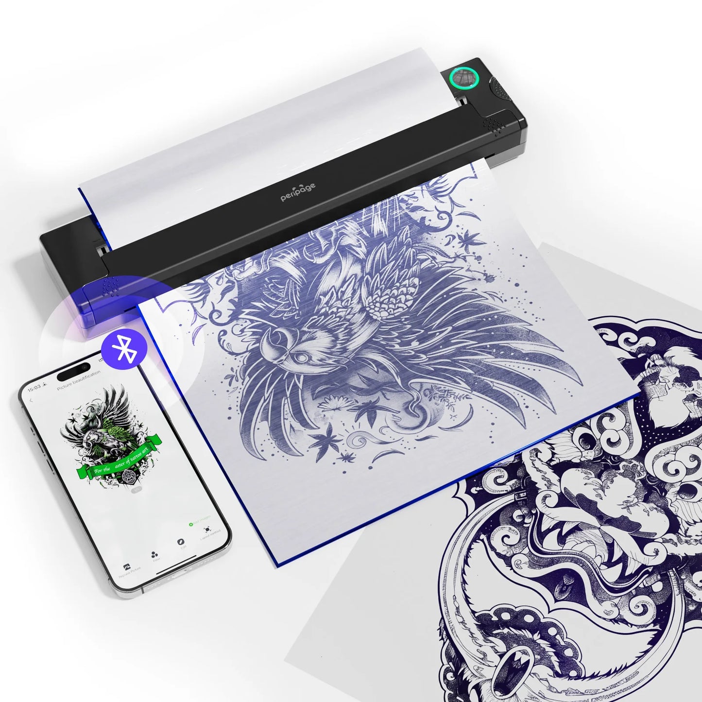 Wireless Thermal Tattoo Machine with 5pcs Free Transfer Paper