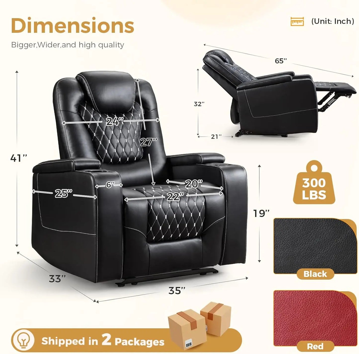 Power Recliner Chair with USB Ports and Cup Holders