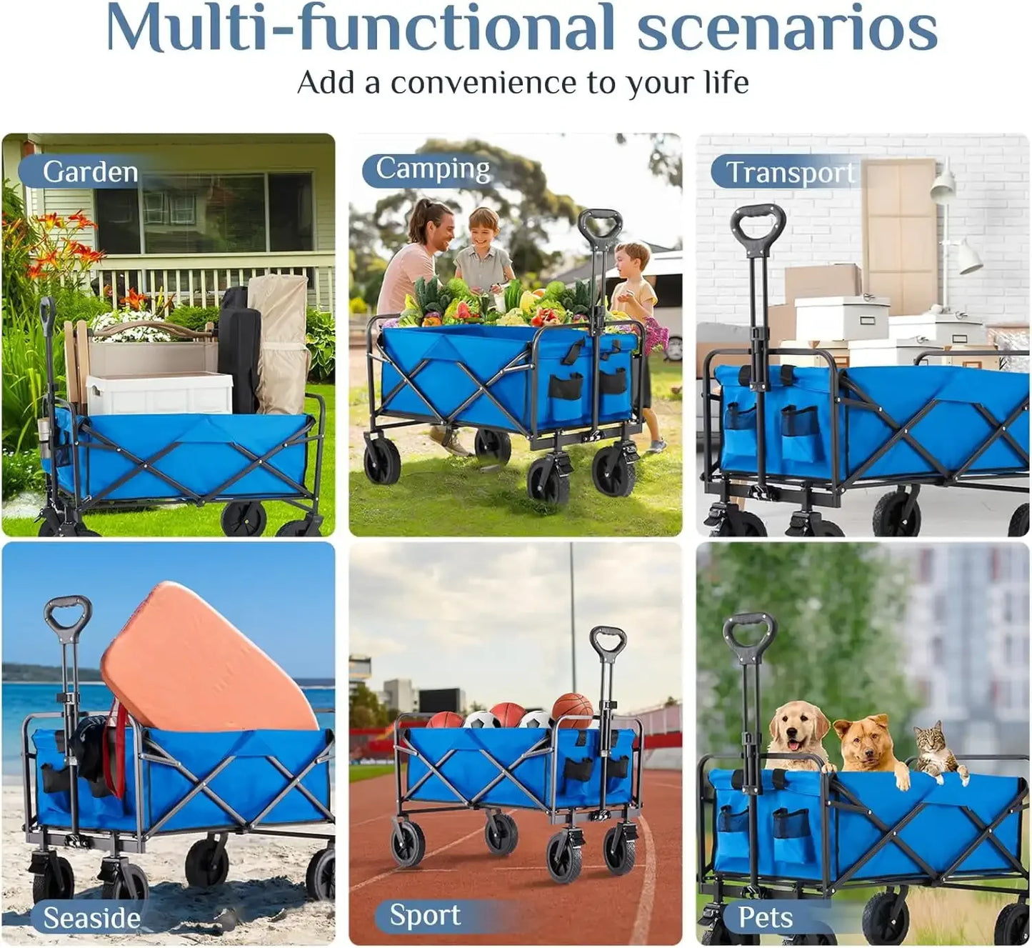 Foldable Wagons Carts with All-Terrain Wheels