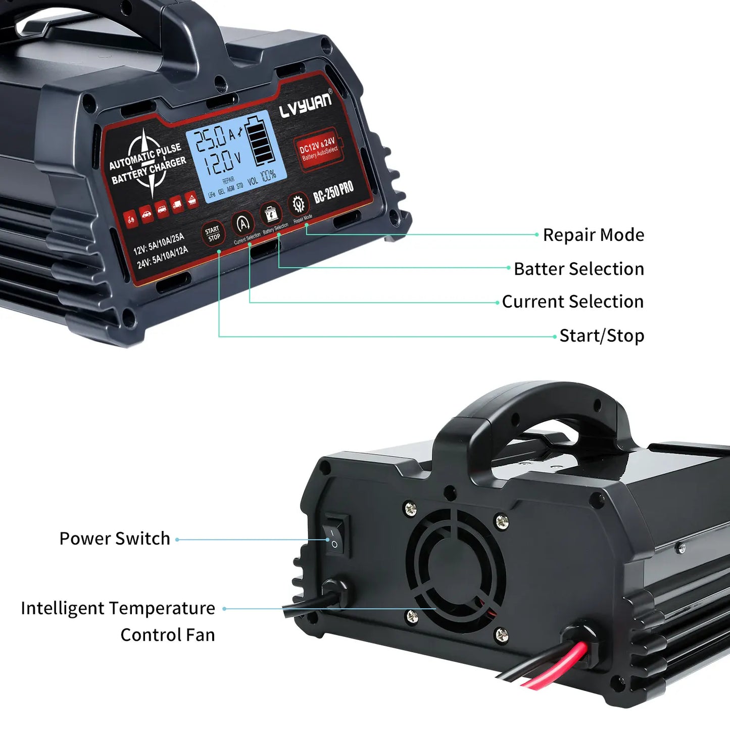 Auto DC12V 24V Battery Charger
