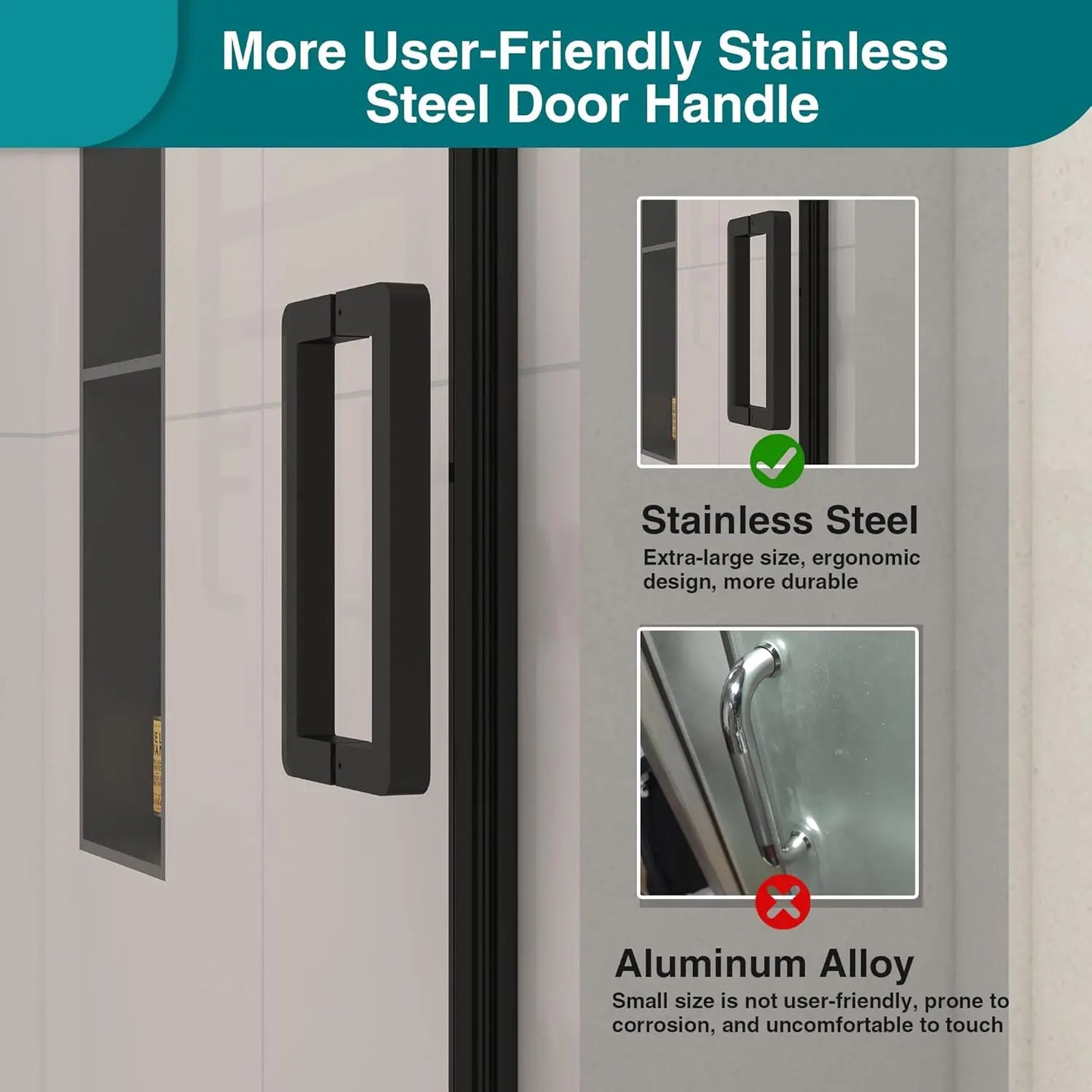 56-60”W x 76" H Sliding Frameless Shower Door