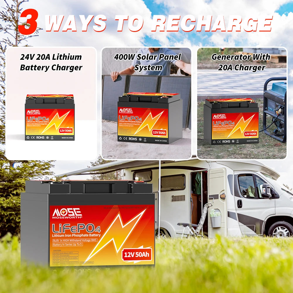 12V 50Ah LiFePO4 Battery 50A