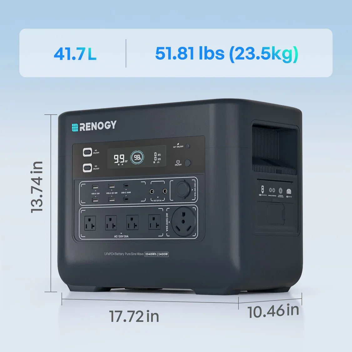 Portable Power Station, 2400W/3600W Surge