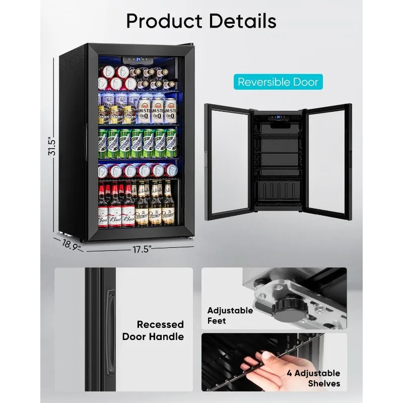 3.2 Cu.Ft Mini Fridge with Glass Door