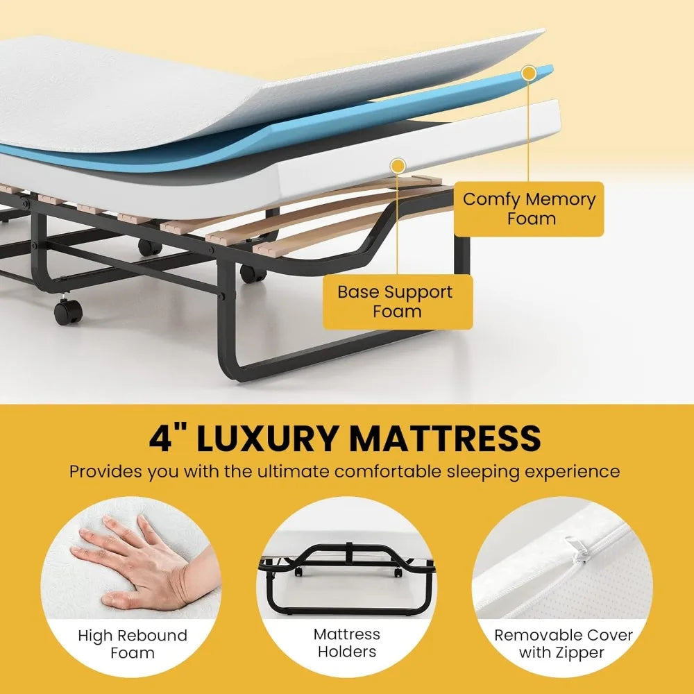 Folding Bed with Mattress for Adults