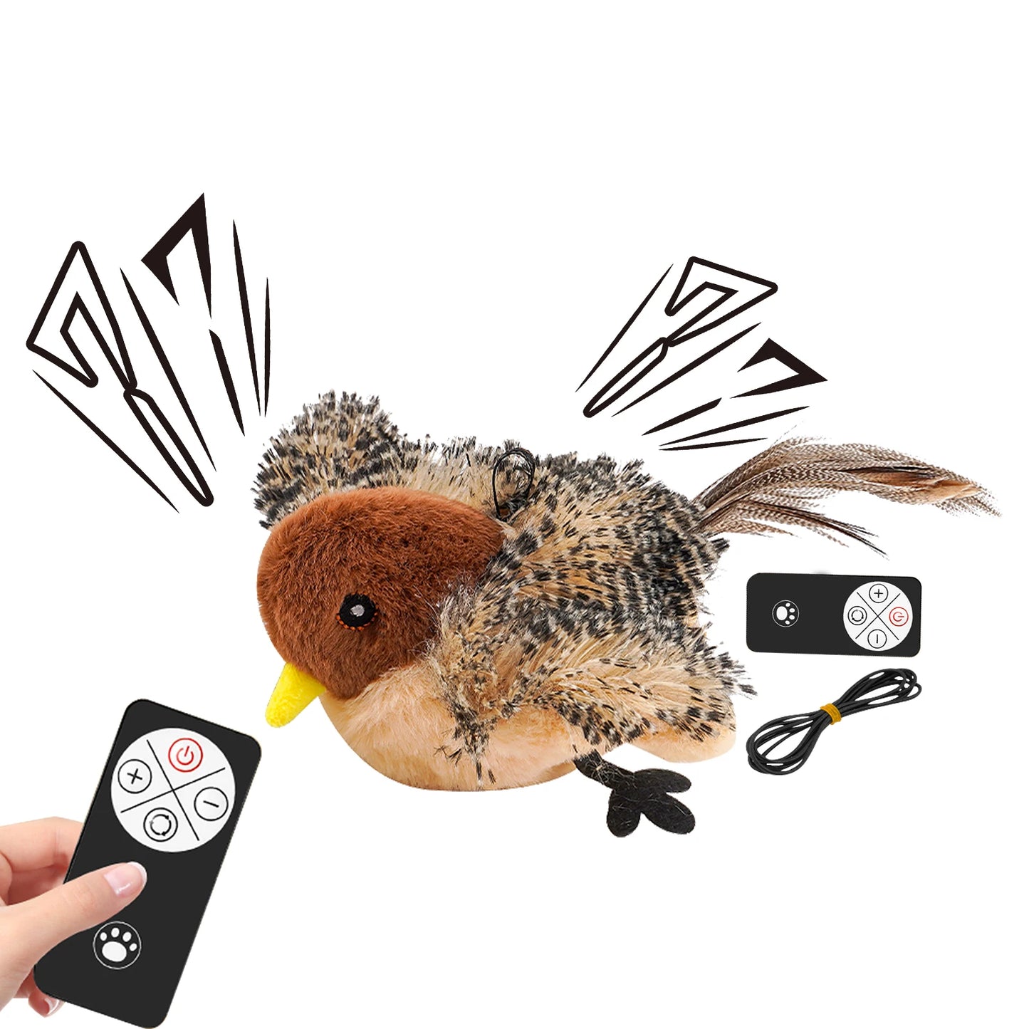 Remote Control Simulated Chirping Bird Cat Toy