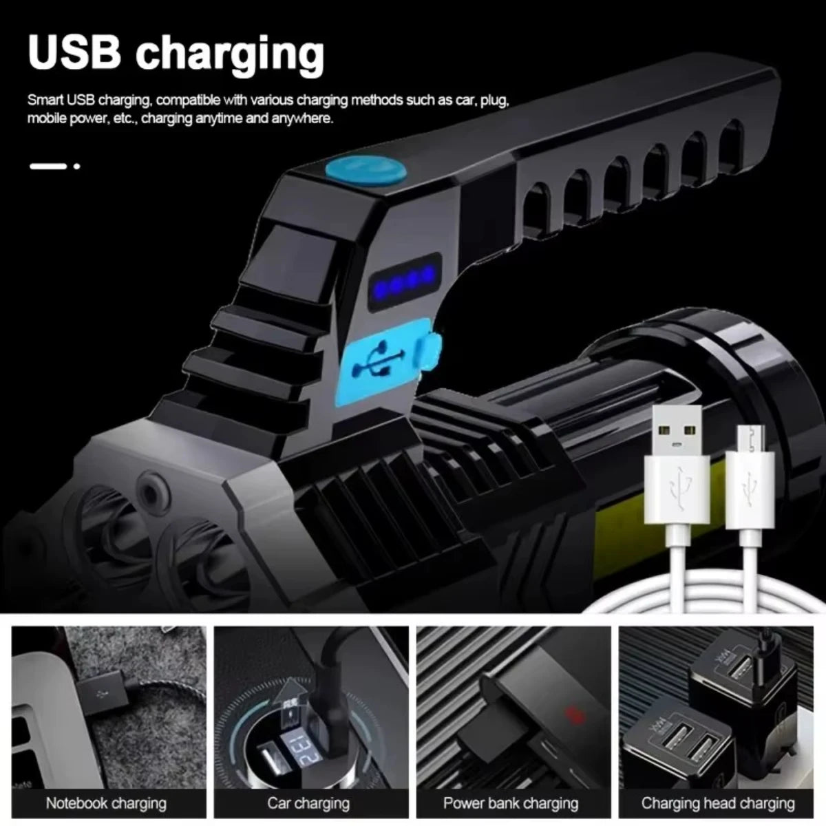 High-Power Flashlight With USB Charging