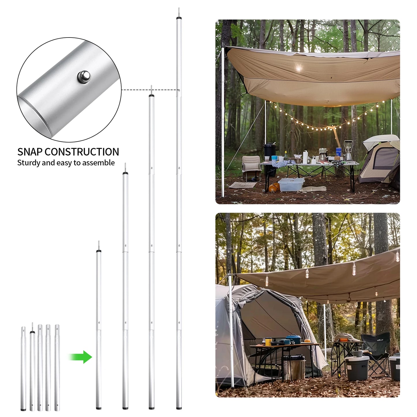 Set of 2 Telescoping Tent Poles