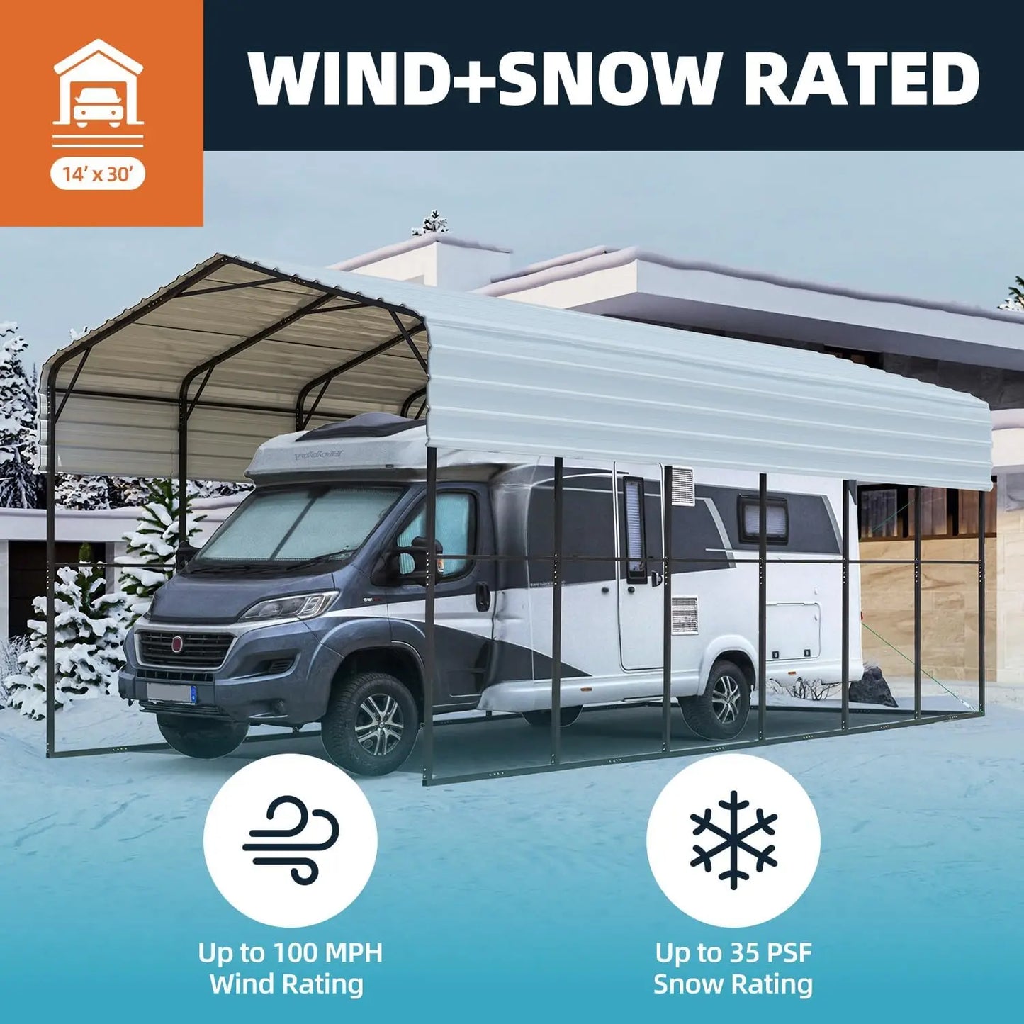 14x30 FT RV Metal Carport
