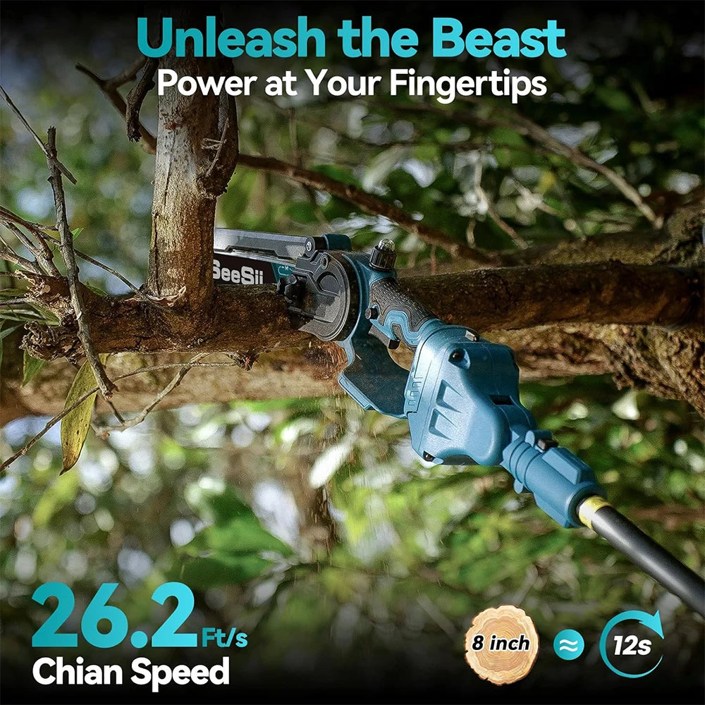 2-in-1 Cordless 8'' Electric Chainsaw with 3M Extension