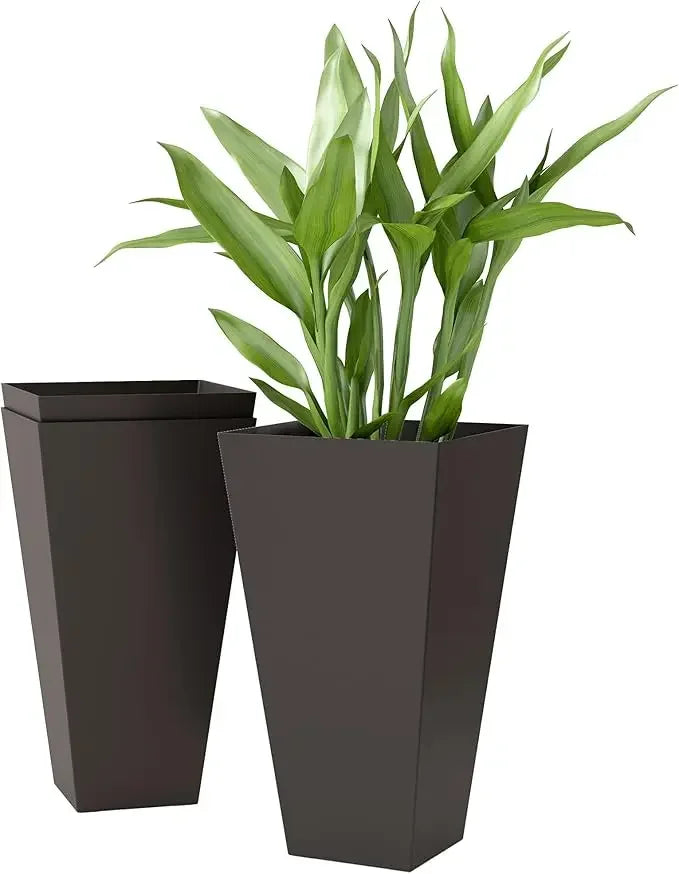 Set of 3 Tall Planters with Drainage Hole