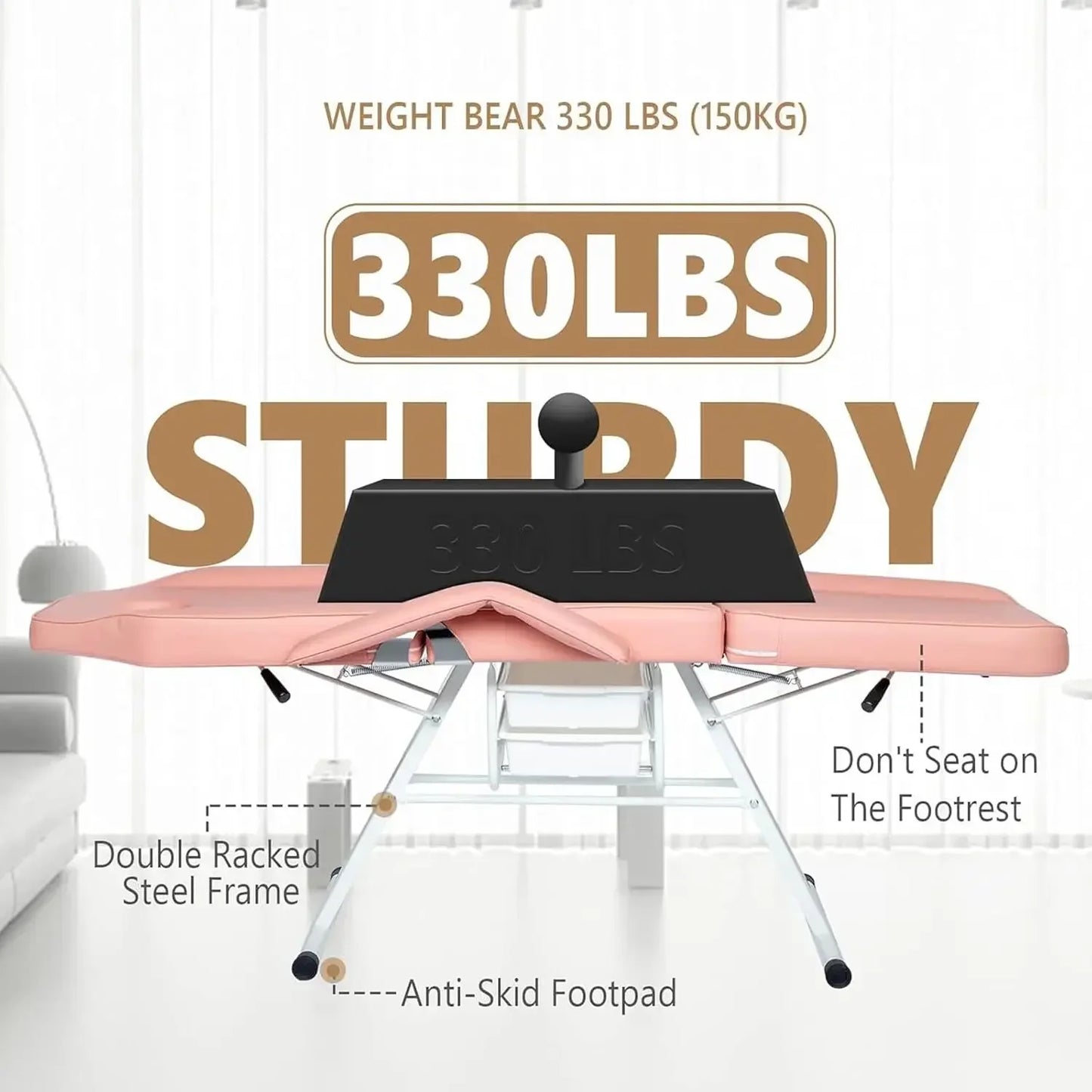 Multipurpose 3-Section Spa Massage Table with Hydraulic Stool