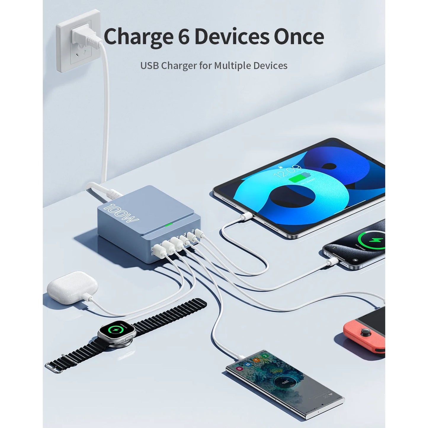 100W 6-Port Quick Charge Hub