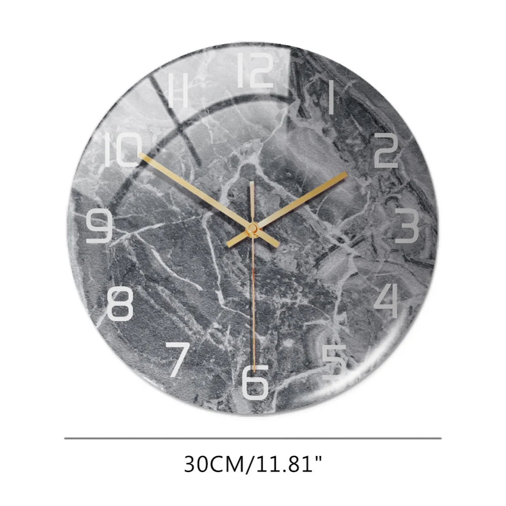 Luxury 3D Acrylic Black Gold Marble Pattern Wall Clock