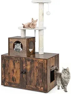 Litter Box Enclosure with Cat Tree