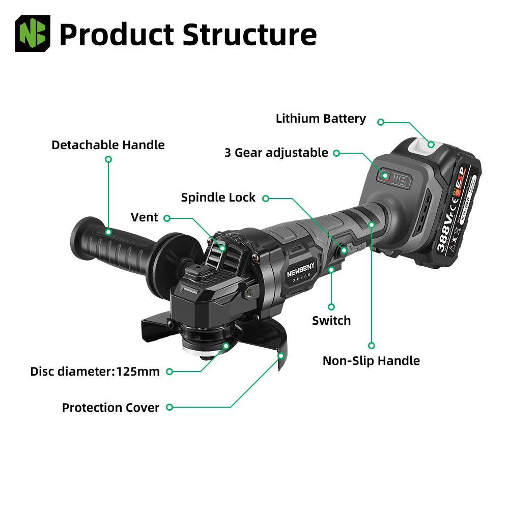 Electric Angle Grinder Cordless