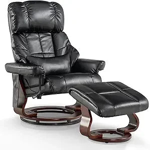 Swivel Recliner Chair with Ottoman and Vibration Massage