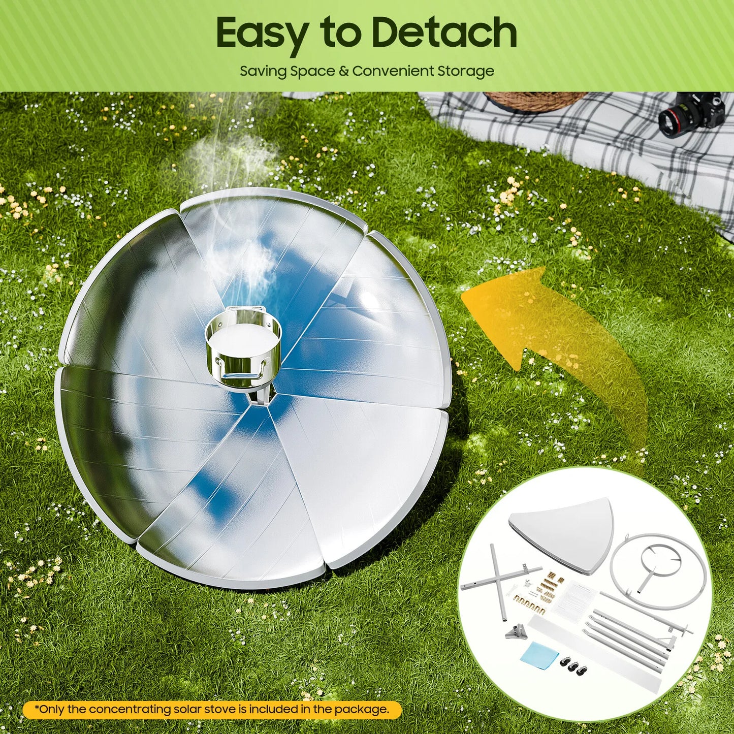 Portable Parabolic Solar Cooker 1500W