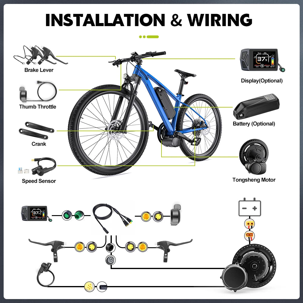 750W 500W 250W Motor Kit Mid Drive Ebike