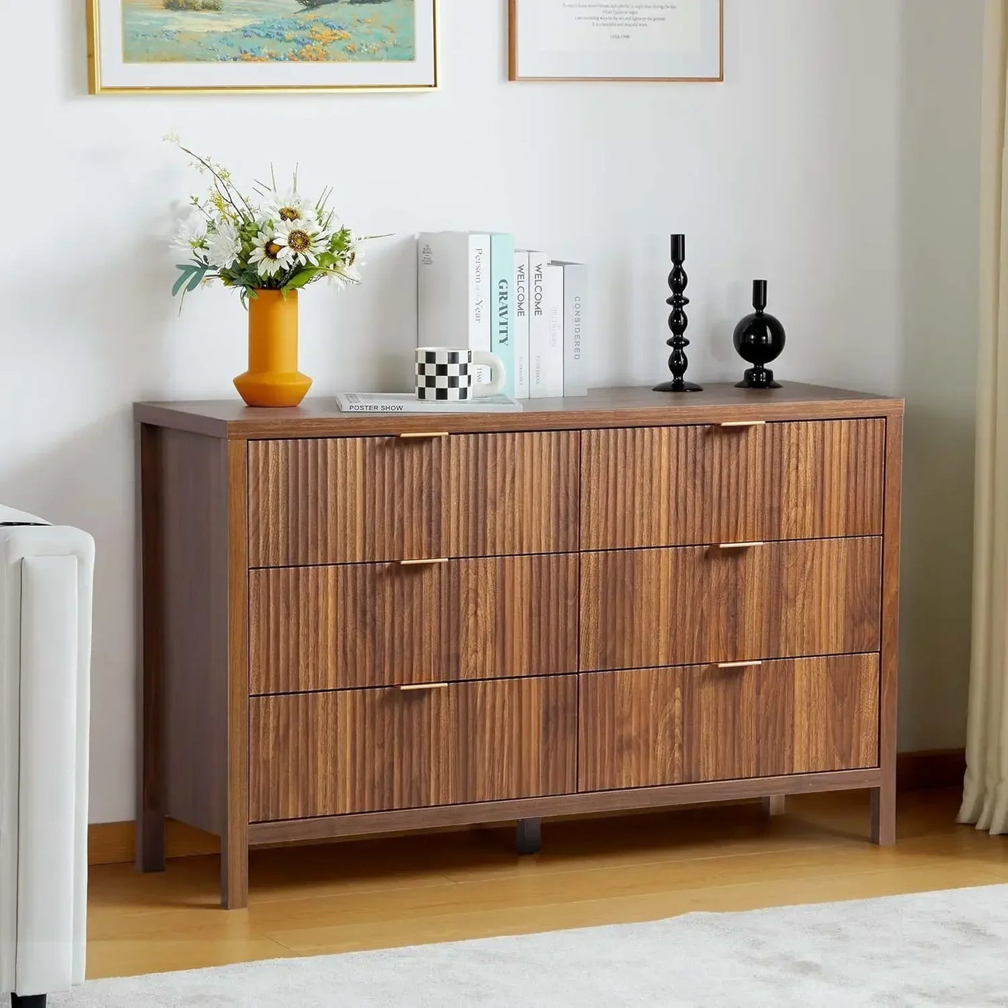 Fluted 6 Drawer Double Dresser