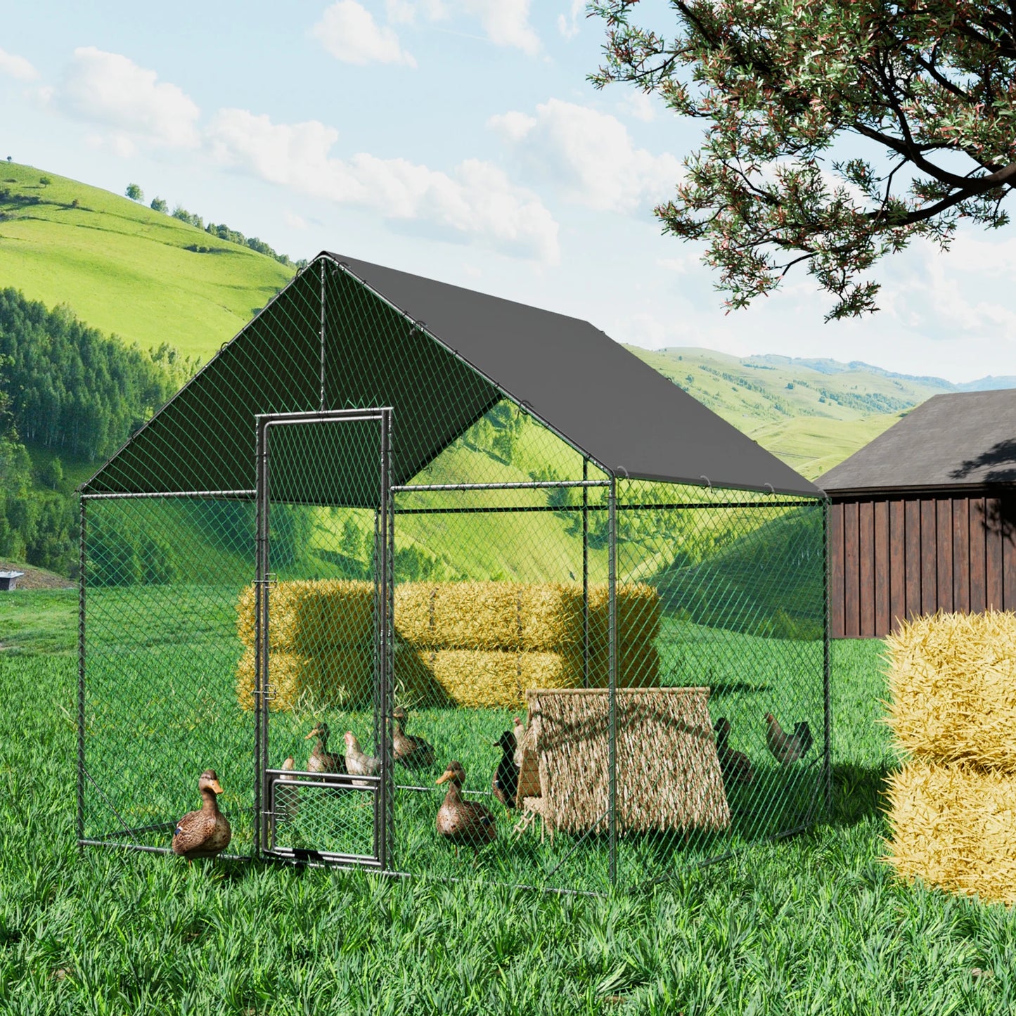 Metal Chicken Coop w/ Cover