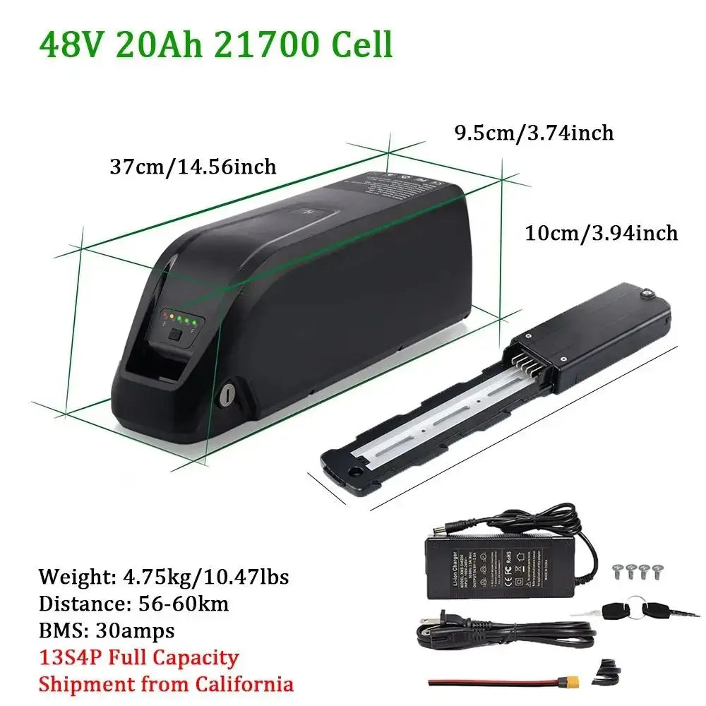 36V 48V 52V Ebike Battery with Charger