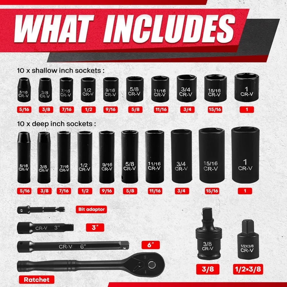 64pcs 3/8" Drive Impact Socket Set